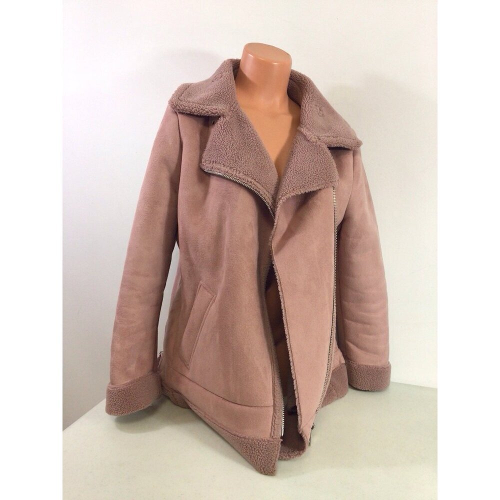 Ann Taylor Loft Coat Pink Soft Suede Jacket Womens Large New - Picture 3 of 9